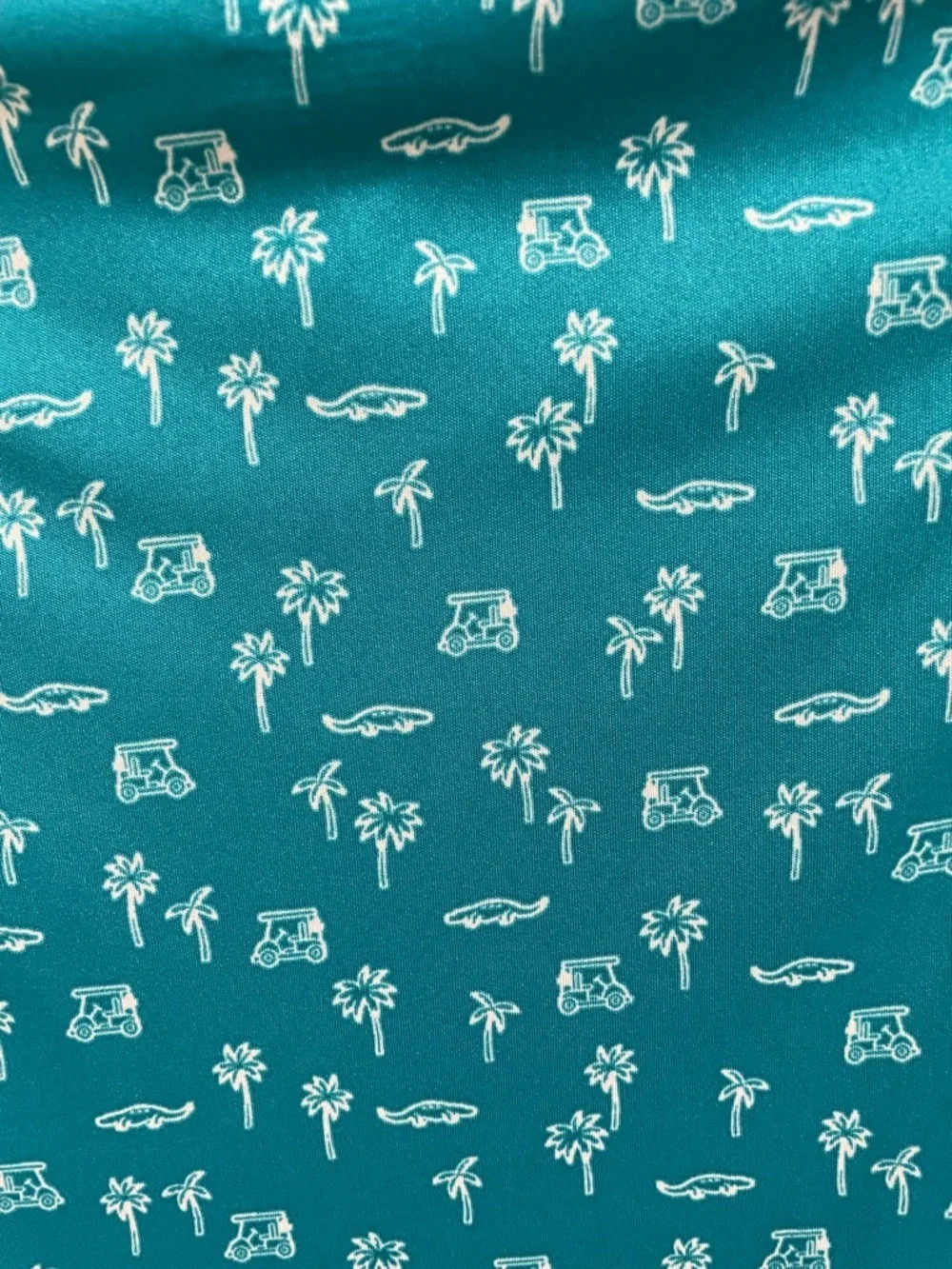 Kids' Teal Short-Sleeve Polo with Tropical Golf Print
